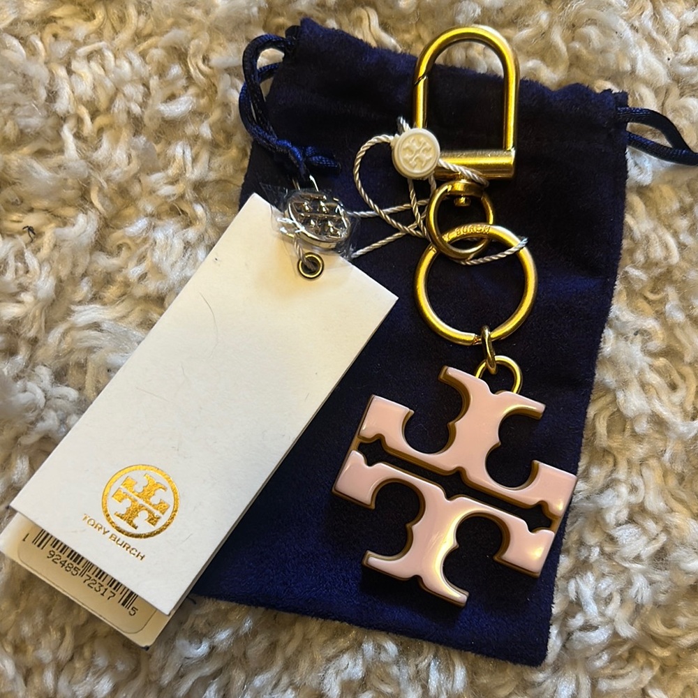 Tory Burch Pink and Gold Keychain